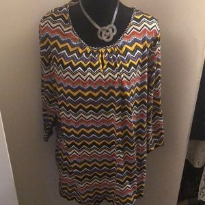 Kim Rogers Multi Color Chevron Stripe Top 3X